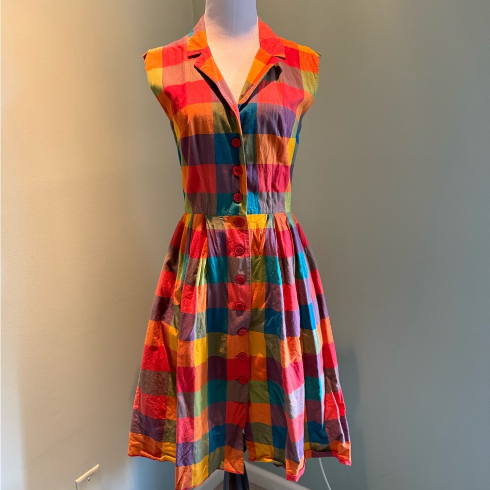 Emily and Fin button down plaid dress